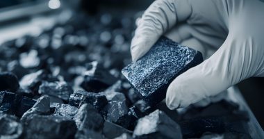 Image of a person holding a manganese rock